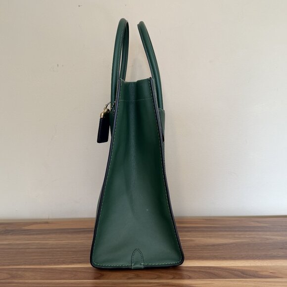 COACH Archive Original Cashin Carry Tote 79155 Hunter Green EUC glovetan leather - Picture 3 of 13